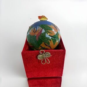 Maui By Design Hand Blown Glass Inside Painted Christmas Ornament "Aloha Hawaii"